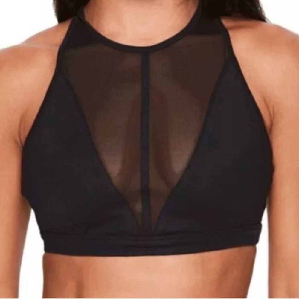 ALO Empower High Mesh Yoga Bra Black Size Small